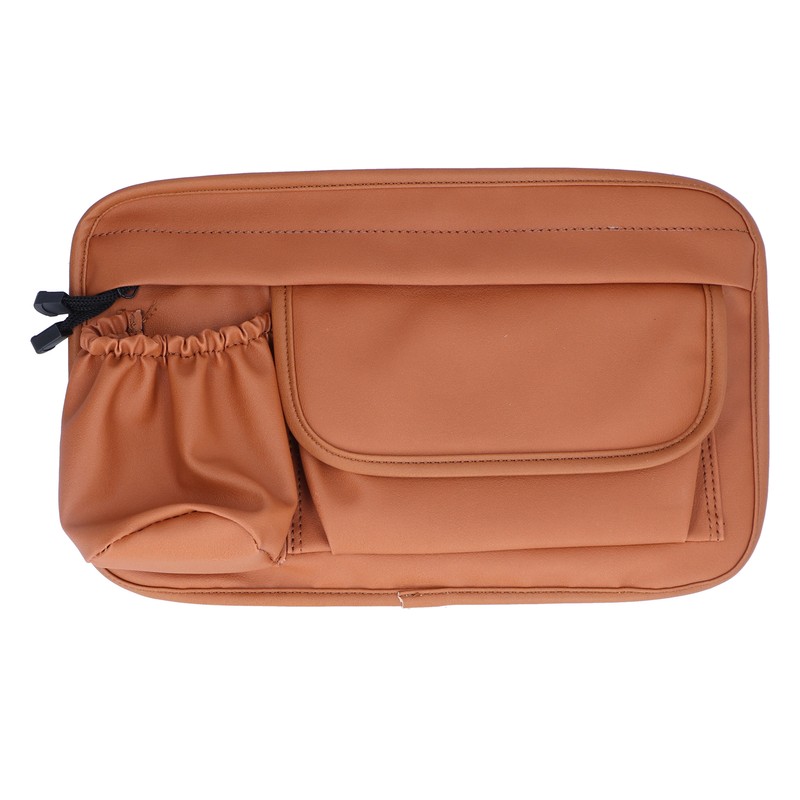 Waterproof Storage Bag Artificial Leather Brown Zipper Organizer for Vespa
