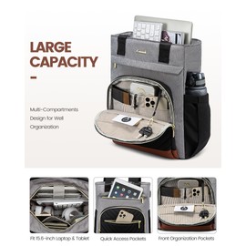 LOVEVOOK Laptop Backpack for Women, 15.6 Inch Work Laptop Bag Teacher Nurse Backpack, Wide Open Travel Backpack Purse Convertible Business Computer Tote Daypack