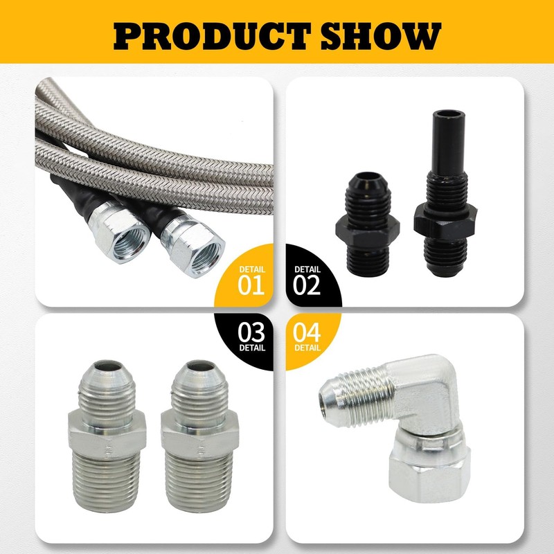 Jecoupoon 6AN 70" Transmission Oil Cooler Hose Line kit Compatible
