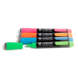 U Brands Liquid Chalk Markers For Blackboard, Chalk Board, and Dry Erase Boards, with Eraser, Assorted Bright Colors, Set of 4