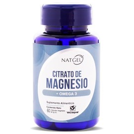 MAGNESIO CITRATO | NatGel Citrato de Magnesio con Omega 3 | Cápsulas Veganas Vcaps® de 1 g | Alta Absorción – Apoyo Muscular, Nervioso y Cardiovascula