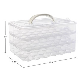 Classic Cuisine Egg Container for Refrigerator - Large-Capacity Egg Holder with Lid and Handle - Carrier for 72 Fresh, Store Bought or Deviled Eggs
