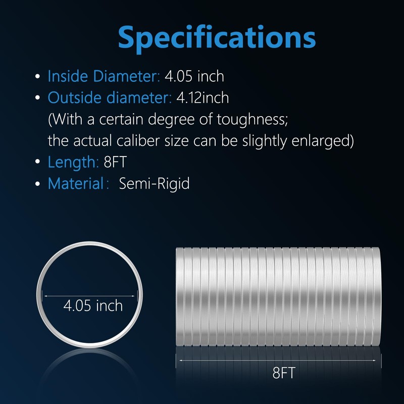 Hon&Guan 4-inch Semi Rigid Dryer Vent Hose, 8 Feet Flexible