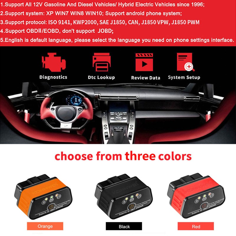 KONNWEI KW903 BT 5.0 Wireless OBD-II Car Auto Diagnostic Scan