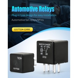12177234 7234 12VDC Relay 40A 5Pin Quick Connect SPDT Automotive Power Relay Compatible with 12193602 3602 15328865 5810-0201 96263403 with Resistor