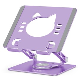 Aoviho Tablet Stand 360° Rotating Aluminum Holder - Adjustable, Portable & Foldable Monitors Stand for iPads, Compatible with 4-13.3" Tablets, Purple