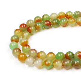 MJDCB abalorio de ágata de pavo real natural, abalorio de ágata roja y verde, abalorio redondas de piedra para hacer collares, pulseras, joyas, hebras de 15 pulgadas (8 mm)