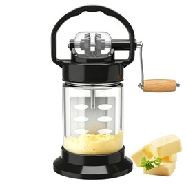 Upgraded 1L Manual Butter Churner with Non-Slip Base & Finger-Safe Handle