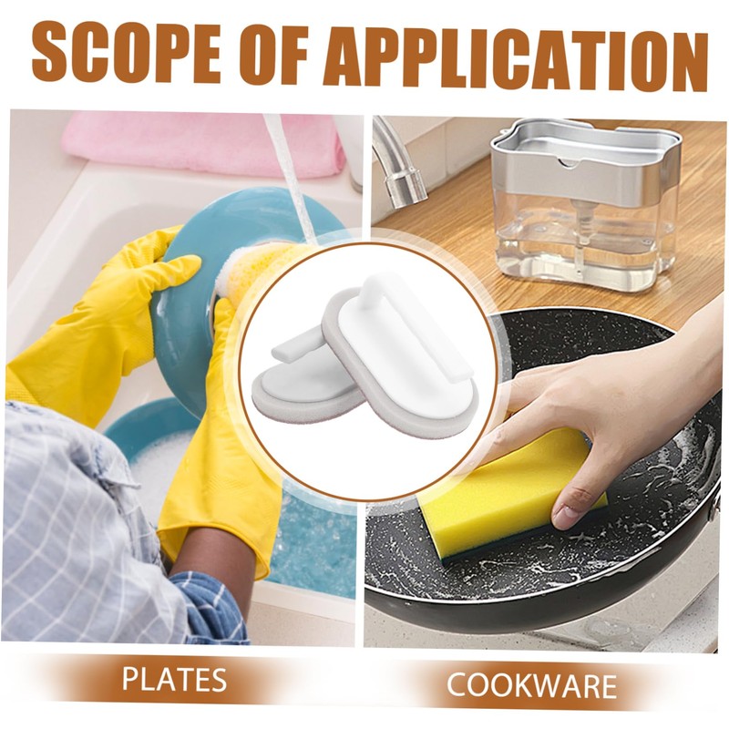 FOMIYES 2-Pack Kitchen Cleaning Brush Dish Scrubber Sponge Multi-use Reusable