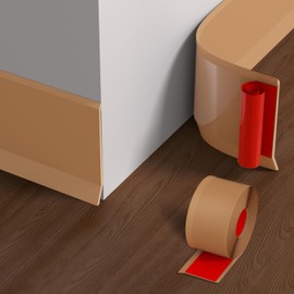 Flexible Baseboard Molding Trim, 4 Inch x 40 Feet Vinyl Wall Base with Wider Self-Adhesive Peel and Stick Cove Base, Rubber Wall Base Moulding Trim, Brown