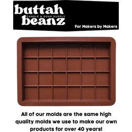 Buttah Beanz .78 Inch Deep Dubai Chocolate Bar Molds - Thick Silicone for Suffed Filling Knafeh Pistachio, Caramel or Giant Wax Melt Bar - 24 Sections