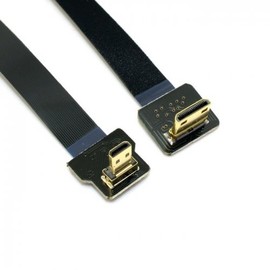 JSER Cable plano FPV Micro HDMI macho a Mini HDMI FPC de 90 grados en ángulo hacia abajo, compatible con GOPRO Multicopter Soporte de fotografía aérea 1080p 60Hz