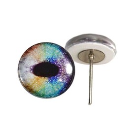 Rainbow Unicorn Glass Eyes On Wire Pin Posts for Needle Felting Doll Making Supplies and Other Crafts (16mm)