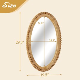 Synovana Rattan Wall Mirror - Boho Decorative Handmade Wicker Mirror Farmhouse Mirrors for Bathroom Entryway Nursery Decor, 20" x 30", Oval