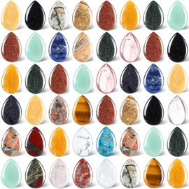 50 Pieces Worry Stones for Anxiety Teardrop Crystal Bulk 0.9 Inch Waterdrop Gemstone Thumb Healing Stress Pocket Stone Teardrop Pendants Bulk Stones Decor for Witchcraft DIY Meditation (Fresh Colors)