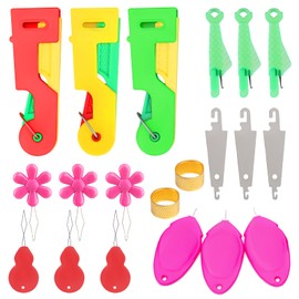 ENCHOL Needle Threaders for Hand Sewing, 20 Pcs Colorful Needle Threader Kit, Threading Device with Thimble, Flower Shape Needle Threader/Automatic Needle Threader/Fish Shape Easy Threader etc