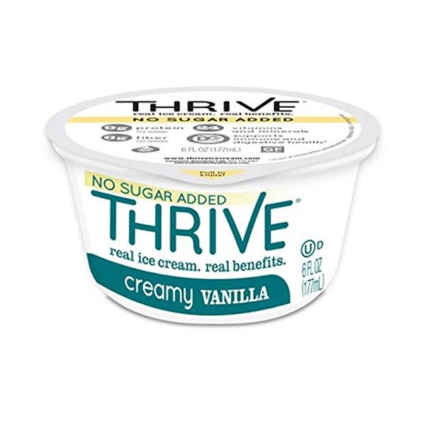 Thrive Frozen Nutrition, No Sugar Added Creamy Vanilla Ice Cream, 6 oz Cups (24 count)