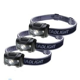 HappyOrange 3-Pack Waterproof LED Headlamp (White and Red Lights), 4 Light Modes Lightweight Headlight for Running, Hiking, Hunting, Fishing, Camping