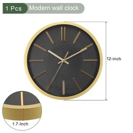 YOKIVE Wall Clocks, Operated Silent Non-Ticking Round 3D Wall Clocks Modern Clock, Great for Office, Bedroom, Living Room, Decoration(Gold Tone/Black, 12-Inch)