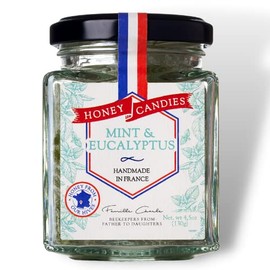 LES ABEILLES DE MALESCOT – Honey Candy Pack of 2 | Handmade in France Gourmet Candy Honey | French Honey Hard Candy | Delicious, Natural Candy [4.5oz / 130gr Jar] (Mint Eucalyptus)