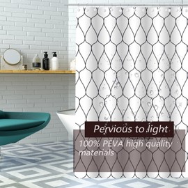 TOBYWEN Shower Curtain Liner, Pendant PEVA Shower Curtain with Rustproof Metal Grommet and 3 Magnetic Weights Odor Free Shower Liner 72 x 72 inch