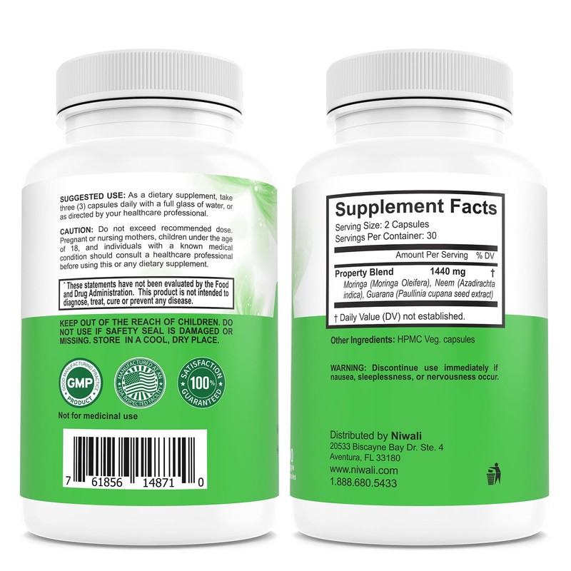 NIWALI Moringa Oleifera + Leaf Nutritional Supplement | Immune System