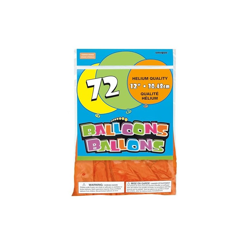 Pumpkin Orange Latex Balloons, 12" (72-Pack) - Vibrant & Premium