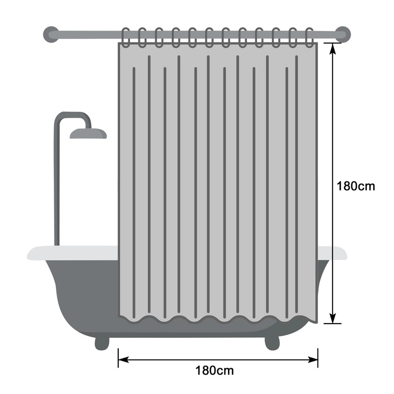 EurCross Shower Curtain 180 x 180 cm Sand Textile Fabric