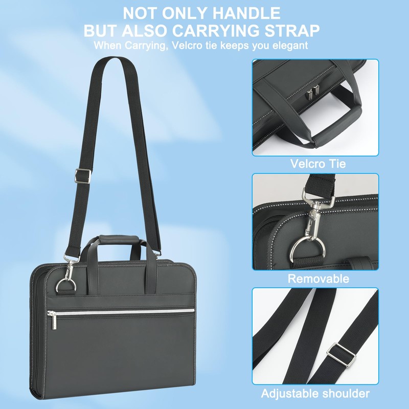 MRLUKwin PU Leather Accordion File Organizer with Handle & Strap，12