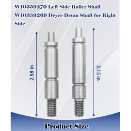 W10359269 W10359270 Dryer Left and Right Side Drum Shaft Kit Fits For Whirlpool/Crosley,Replace W10359269 W10359270