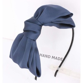 Big Ribbon Headband Hair Accessory Hair Arrangement Soft Ribbon Chiffon Satin Adult (Navy)