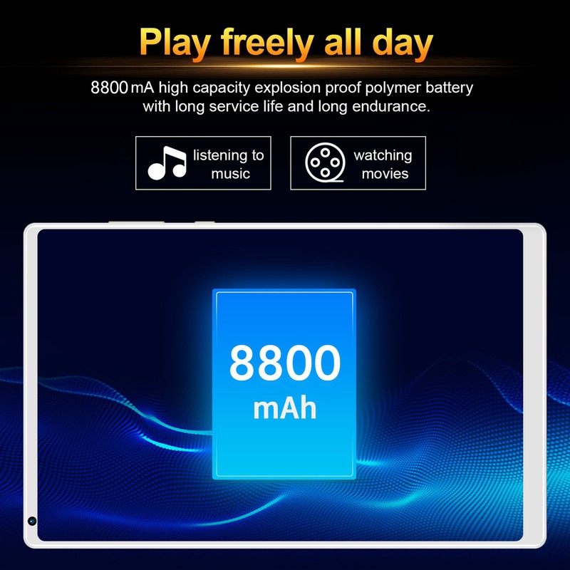 8in Tablet Silver Expandable 128GB Support Calls 4GB 64GB RAM