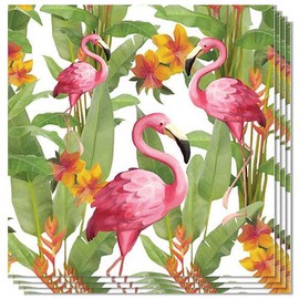 PARTYRama Flamingo White Design Luncheon Napkins 3 Ply - 33cm - Pack of 20
