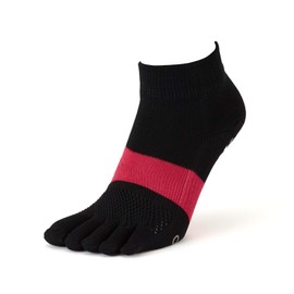 Tabio Racing Run Five Toe Socks, Made in Japan, Running, Marathon, Sports, Non-Slip, black+pink, 23.0-25.0 cm
