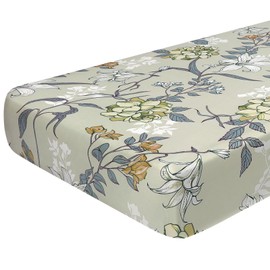 SearchI - Fundas de cojín elásticas para sofá y sillón, fundas de repuesto para asiento, fundas de asiento para muebles, fundas de sofá suaves con parte inferior elástica (grande, flor verde gris)