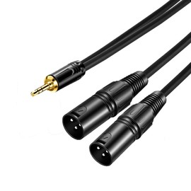 RedYutou XLR to 3.5mm Adapter Cable, Dual 3-pin XLR Male to .3.5mm (1/8 inch) Stereo Microphone Y-Splitter Cable Connector (3FT) Black