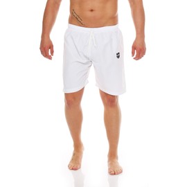 Gennadi Hoppe Men's Swimming Shorts Long Swimming Trunks Beach Shorts Board Shorts, White (white)