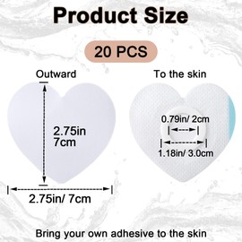 Joez Wonderful 20 Pcs Disposable Castor Oil Pack Wrap, Highly Absorbent Belly Button Patches, Self-Adhesive Castor Oil Patches, Organic Cotton Wraps Pack Covers - Heart (White, 7x7cm)