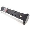 kenable Desktop Bench Table Mountable PDU 2 x UK Sockets & 2 x USB Power Pod Switched [2xUK Switched/2xUSB]