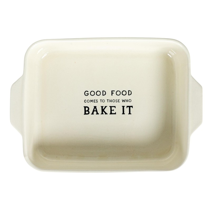 Creative Co-Op Stoneware Baker with Good Food Comes To Those