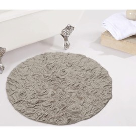 Home Weavers Bell Flower Collection 30" Round 100% Cotton Tufted Bath Rugs, Extra Soft and Absorbent Bath Rugs, Non-Slip Bath Mats, Machine Washable, Bathroom Bath Mats for Floor, Linen