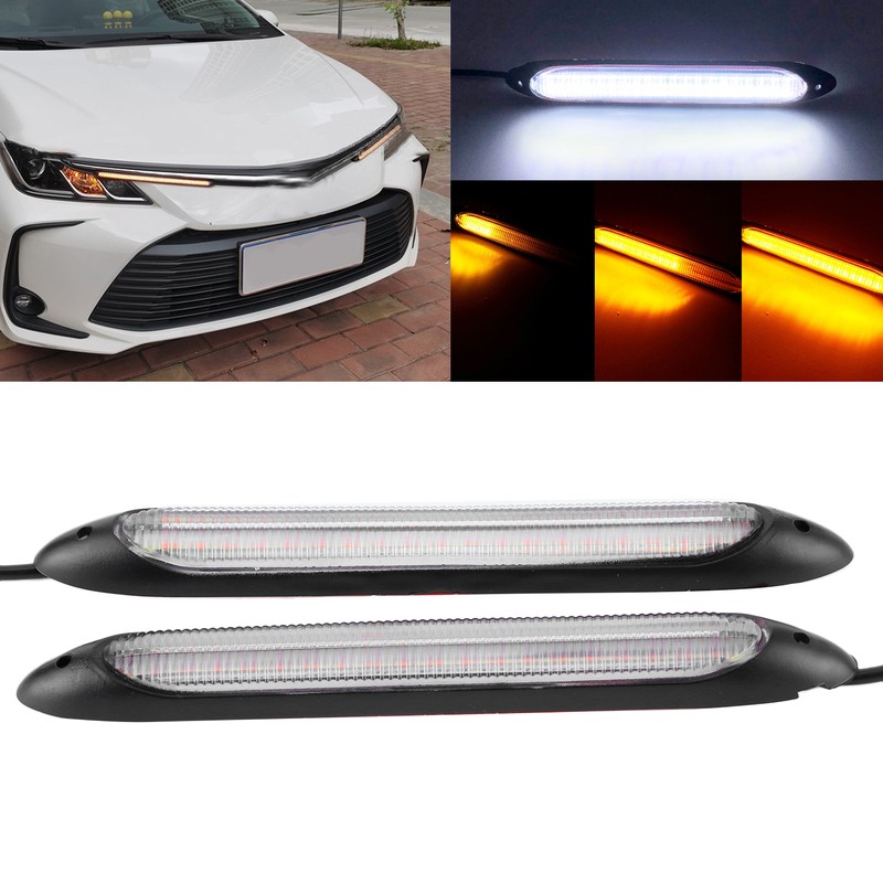 Pair of LED Daytime Running Lamp Strip Turn Signal White