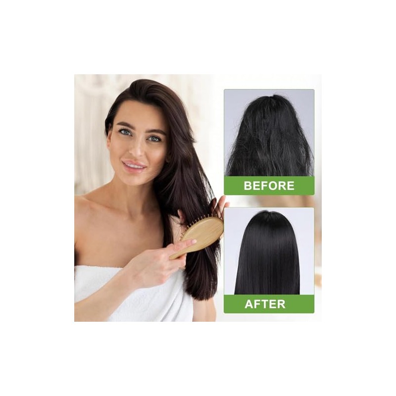 Peine de Madera Bambu, 6Pcs Cepillo Bambu Cabello, Peine de