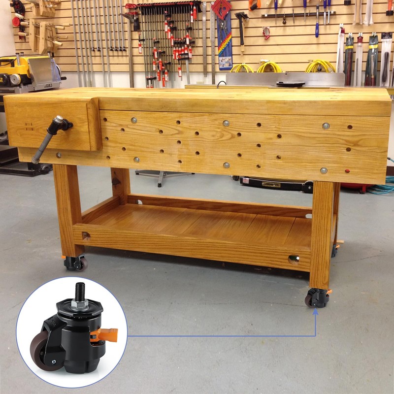 MOLIGOU Leveling Stem Casters, Retractable Leveling Casters with Ratchet Handle,