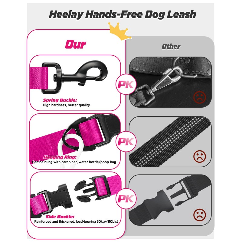 Hands Free Dog Leash, 8.2ft Multifunctional Crossbody Rope with Explosion-Proof