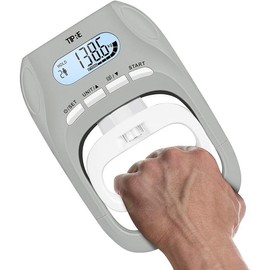 Grip Strength Tester 396lbs/180kg Digital LCD Display Adjustable Hand Grip Training Gauge for Sports, Home, and School Use - Color: Gray