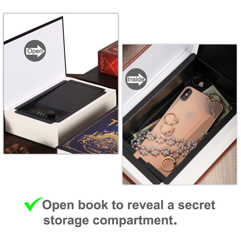 Deversion Book Safe Storage Box with Real Pages Combination Lock