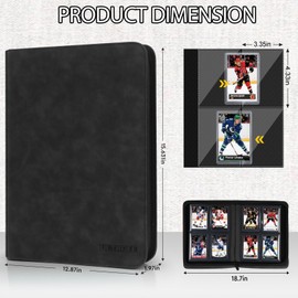 ULTRGEE 4 Slot Top Loader Binder, Top Loaders Collection Storage Album for Trading Cards and Sports Cards - Holds 112 Top Loader, NOT Suitable for Cards WITHOUT Top Loaders(Black)