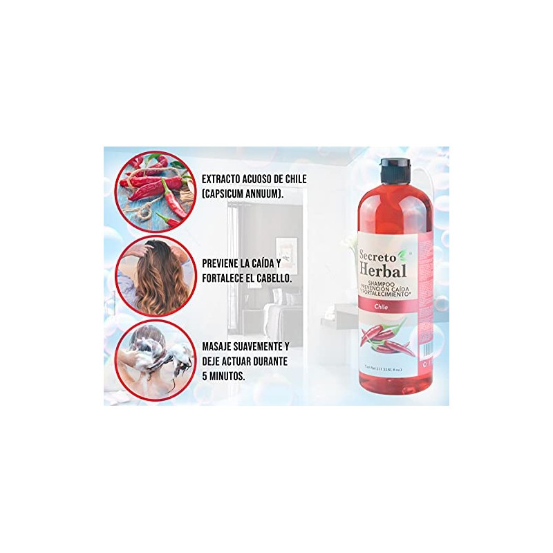 Secreto Herbal Shampoo Prevención Caída y Fortalecimiento con Chile 1