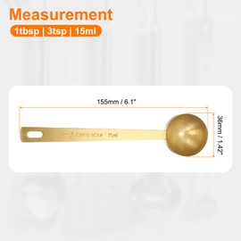 sourcing map 2pcs Single Measuring Spoon 1tbsp (3tsp, 15ml) Teaspoon/Tablespoon 304 Stainless Steel Single Tiny Square Bowl Measuring Spoon Long Handle Measure Scoop, Gold